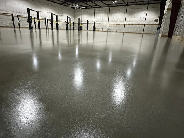 Large commercial floor, grind and seal floor