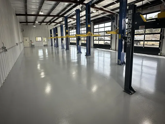 Auto service center, solid epoxy floor