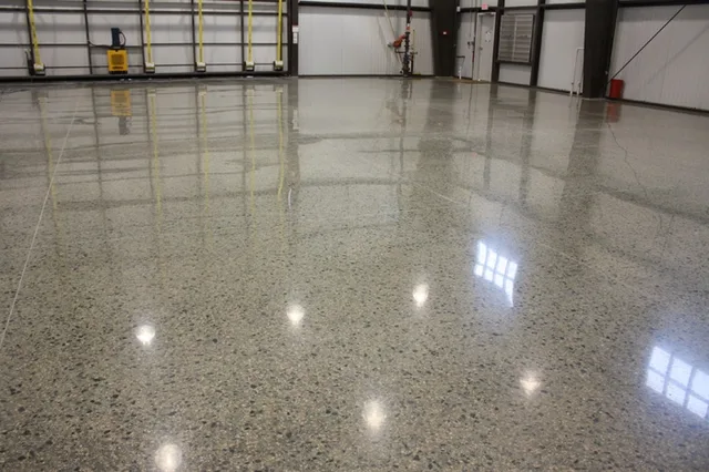 Polished concrete floor surface